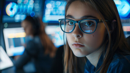 A child in spectacles facing the lens
