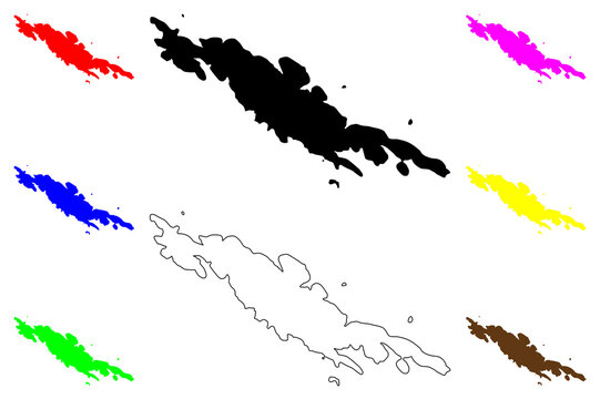 Zirje island (Republic of Croatia, Adriatic Sea, Sibenik Archipelago) map vector illustration, scribble sketch Žirje map