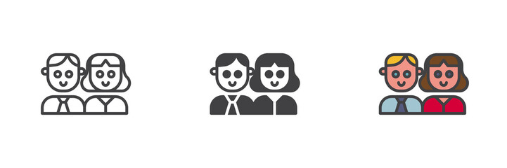 Couple person different style icon set