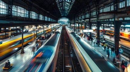 Blurred Motion in a Bustling Train Station A Dynamic Long Exposure