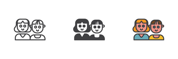 Mother and son different style icon set