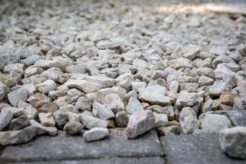Dolomite rubble background. Road construction industry and materials
