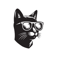 cat head wearing sunglass vector art illustration