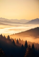Obraz premium Misty Mornings: A Winter Sunrise Over Mountain Valleys