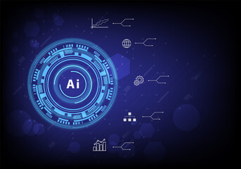 artificial intelligence circuit line pattern Digital technology, intelligent network, AI. Vector illustration.