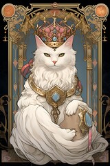 The cute cat image designed in tarot card style are cute and unique. which can attract attention and create value in a variety of products and applications as well Suitable for making tarot card set.