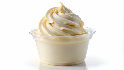 Vanilla frozen yogurt on white background