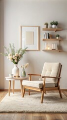 The photo depicts a modern and minimalistic living room interior. 