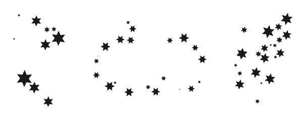 Shooting Star Black. Shooting star with an elegant star trail on a white background. Festive star sprinkles, powder. Vector png.	