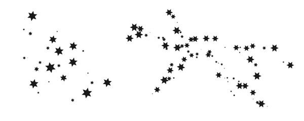 Shooting Star Black. Shooting star with an elegant star trail on a white background. Festive star sprinkles, powder. Vector png.	
