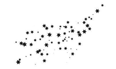 Shooting Star Black. Shooting star with an elegant star trail on a white background. Festive star sprinkles, powder. Vector png.