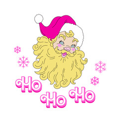 Pink Doll Santa Claus vector illustration. Pinky Girlish Xmas vibes pre-made card