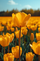 Feld mit gelber Tulpen