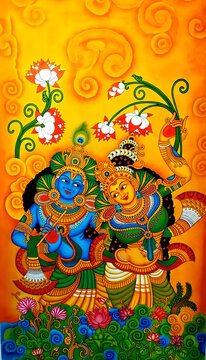 Radha Krishna Mural Painting