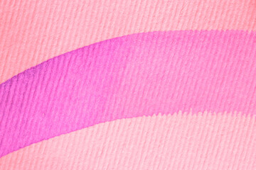 purple pint brush stroke on striped paper stained in pink color