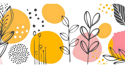 Obraz premium Grafischer Hintergrund mit floralen Elementen, made by AI