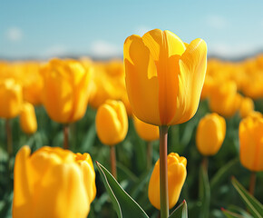 Feld mit gelber Tulpen