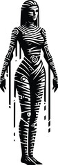 mummy silhouete with cyberpunk pattern illustration