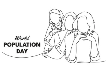 World Population Day Concept. Single line draw design vector graphic illustration.