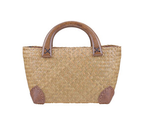 Rattan woven bag on transparent png