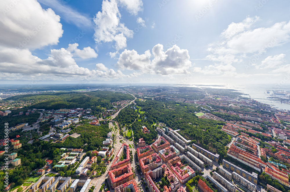 Wall mural gothenburg, sweden. panorama of the city in summer in cloudy weather. aerial view - Wall murals