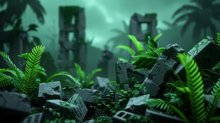 Overgrown Ruins in a Lush Jungle.