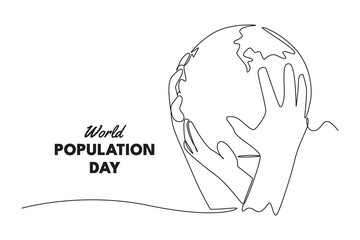 World Population Day Concept. Single line draw design vector graphic illustration.