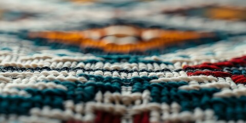 Fototapeta premium Navajo Tribal Pattern Native American Textile Background with Ethnic Design. Concept Tribal Patterns, Native American Textile, Navajo Design, Ethnic Background