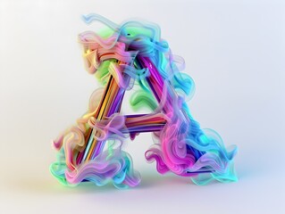 Fototapeta premium Colorful Swirling Steam Shapes the Letter A with a Dreamy and Surreal Appearance