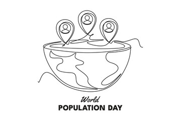 World Population Day Concept. Single line draw design vector graphic illustration.