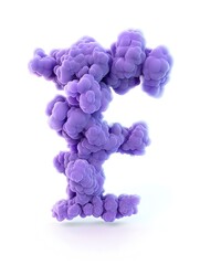 Obraz premium Ethereal 3D Rendered Purple Cloud Art Forming the Letter F Illuminated by Dawn Light
