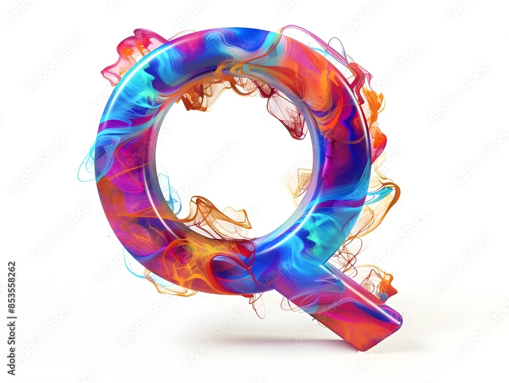 Poster ethereal mist shaping vibrant 3d letter q in dynamic display