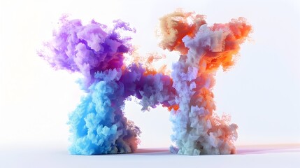 Ethereal Vapor Graffiti:A Surreal 3D Render of a Colorful Mist Forming the Letter H