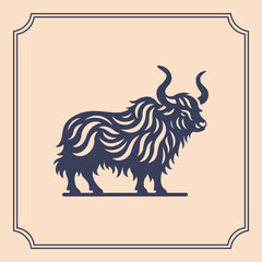Yak side view silhouette logo style illustration