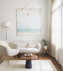 The photo depicts a modern and minimalistic living room interior. 