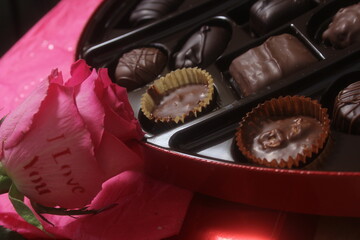 Rose and Box of Assorted Chocolates For Valentines Day