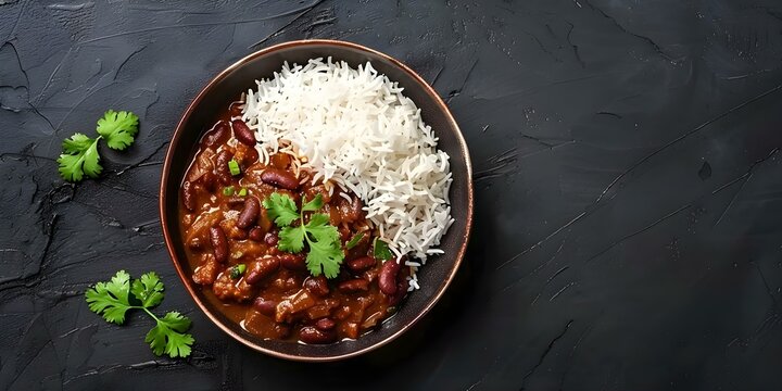 Rajma Chawal Red Kidney Beans Curry with Basmati Rice. Concept Indian Cuisine, Vegetarian Dish, Comfort Food, Rice and Beans Recipe