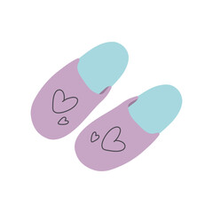 Slippers with cute hearts.Vector.