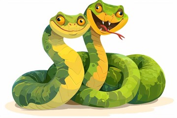 Naklejka premium Cartoon green snake isolated on background. New Year 2025. Cute, funny snake. Symbol of the year eastern calendar