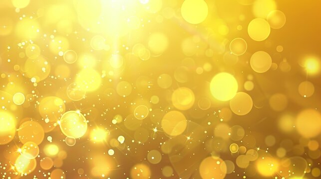 Abstract background with golden bokeh lights and sun rays. Perfect for celebration, holiday, and festive themes.