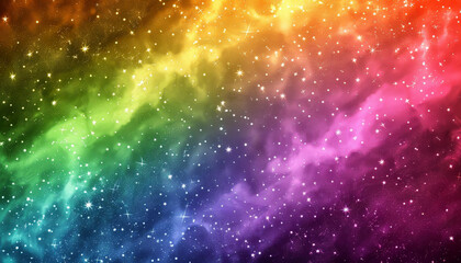 Fototapeta premium A colorful galaxy with a rainbow in the middle and stars scattered throughout by AI generated image
