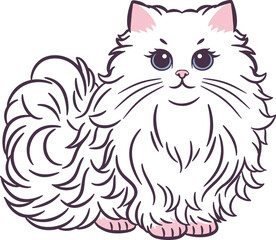Angora domestic cat cartoon illustrations