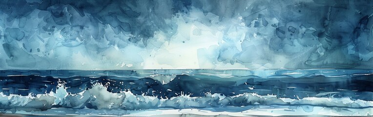 Abstract Dark Blue Watercolor Paint Texture