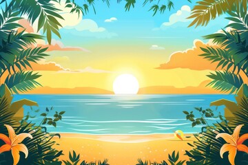 Fototapeta premium Summer Background illustration created with Generative AI