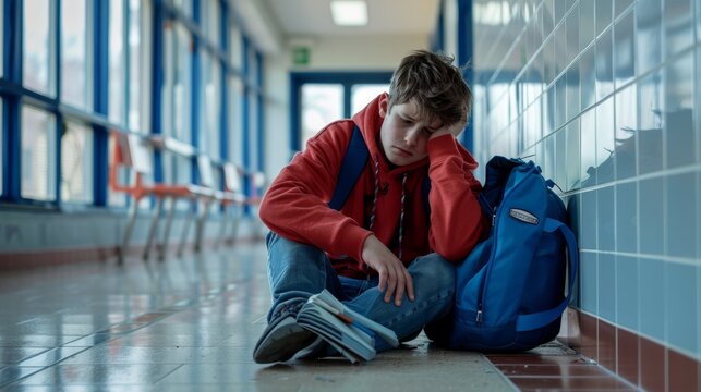 The sad boy in school - Powered by Adobe