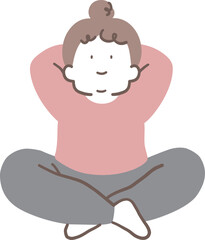 あぐらで座っている女性のイラスト素材