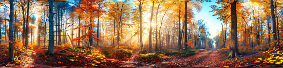 Obraz premium Photo of a forest path through tall pine trees