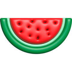 3D fruit. Voluminous juicy plasticine icon watermelon in the style of cartoons 3D without background