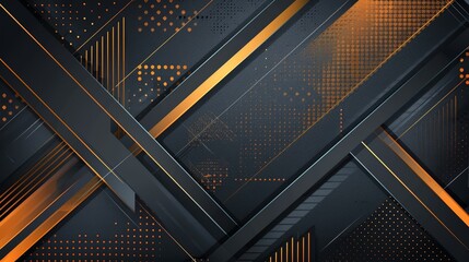 Obraz premium Abstract geometric background with black and gold stripes and patterns.