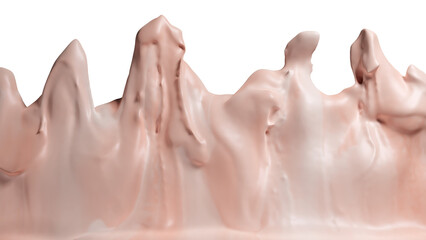 Wall of Cream with Peach colors pattern Melting a lot and Flowing on a white background
